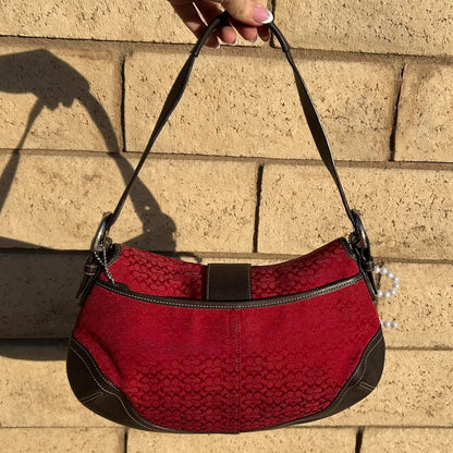 vintage coach red and black medium soho💋