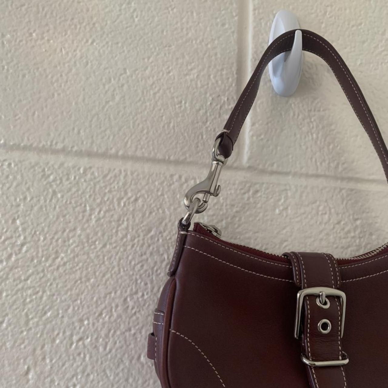 coach demi hampton leather buckle flap shoulder bag