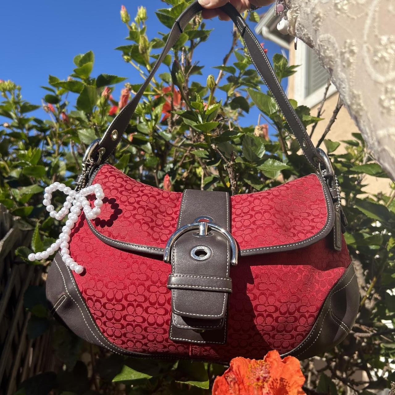 vintage coach red and black medium soho💋