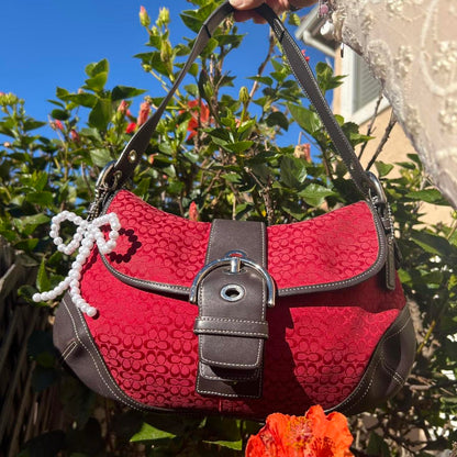 vintage coach red and black medium soho💋