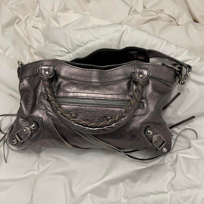 RARE BALENCIAGA METALLIC SILVER CITY BAG