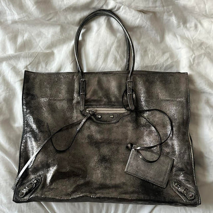 PREOWNED METALLIC BALENCIAGA PAPIER BAG