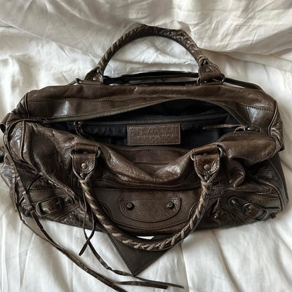 PREOWNED VINTAGE BROWN BALENCIAGA CITY BAG