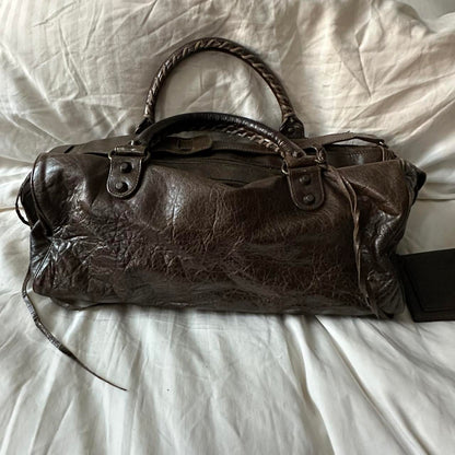 PREOWNED VINTAGE BROWN BALENCIAGA CITY BAG